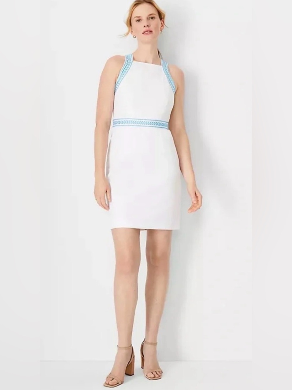 Ann Taylor Embroidered Halter dress 10P NWT